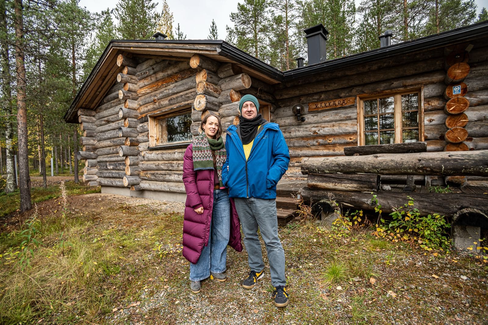 Log cabin accommodation in Finnish Lapland near Rovaniemi in winter snow