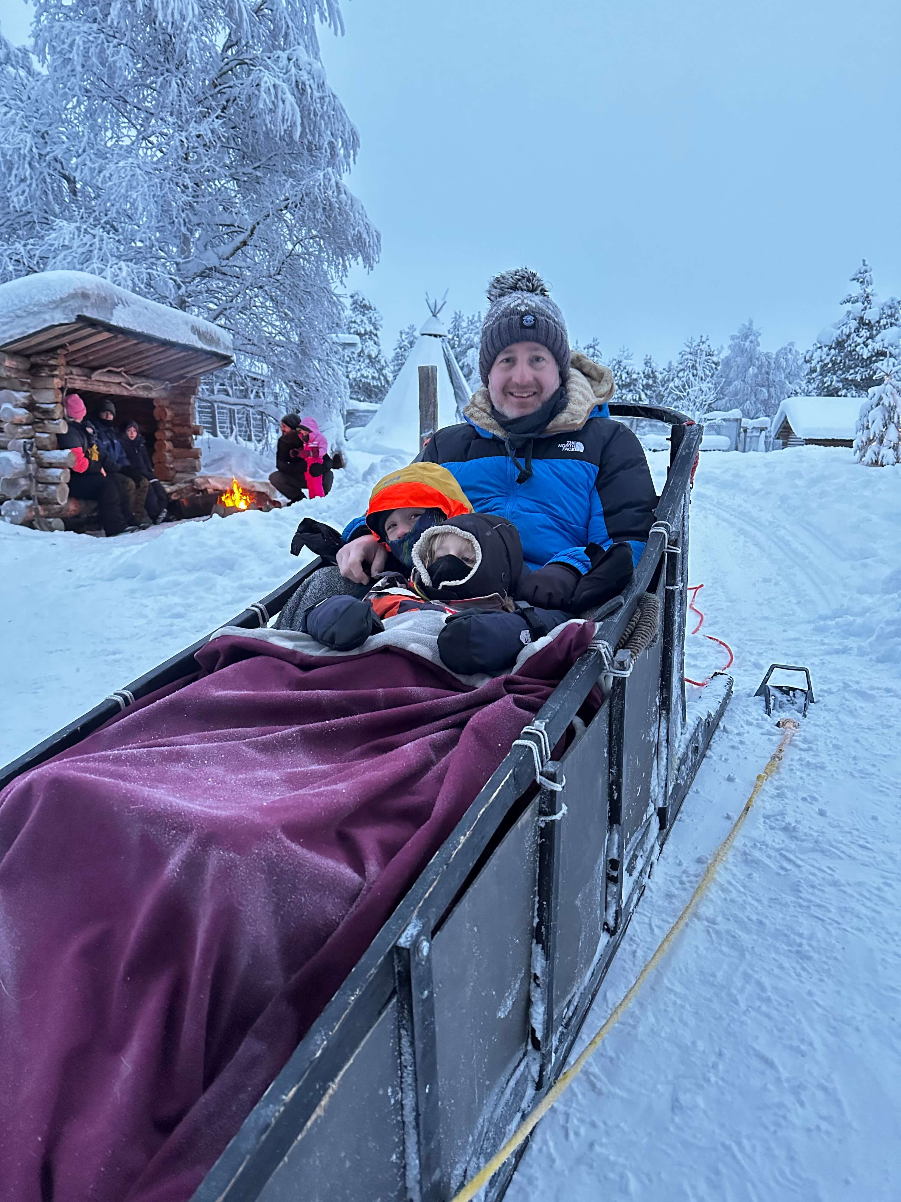 Snowshoeing through pine forest in Levi, Finnish Lapland